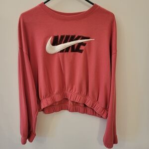 Nike Pink Icon Clash Oversized Cropped Sweatshirt Women's Large